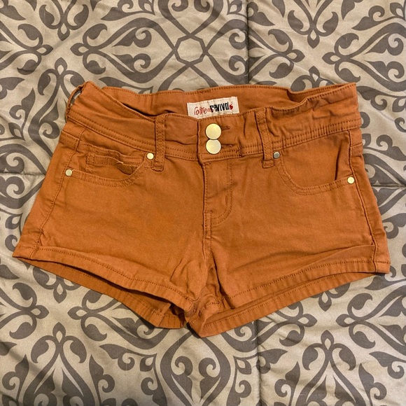 Rust/Orange Stretchy Short Shorts - Picture 1 of 8